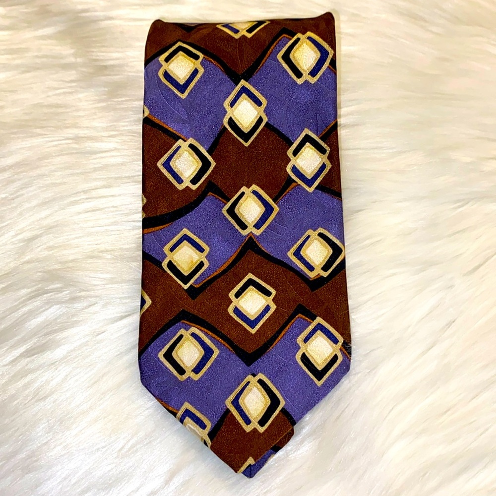 Ziggurat By Mulberry Argyle Diamond Abstract Geometric Print Neck Tie 56”x 4”